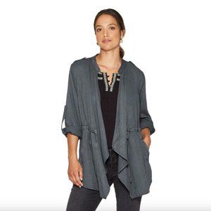 Light Cinch Waist Rolltab Sleeve Jacket